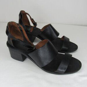Madewell The Warren Black Leather Ankle Strap Sandal Heel Women's 7
